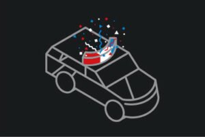 Um giroflex feérico ilumina a viatura de polícia à qual pertence.